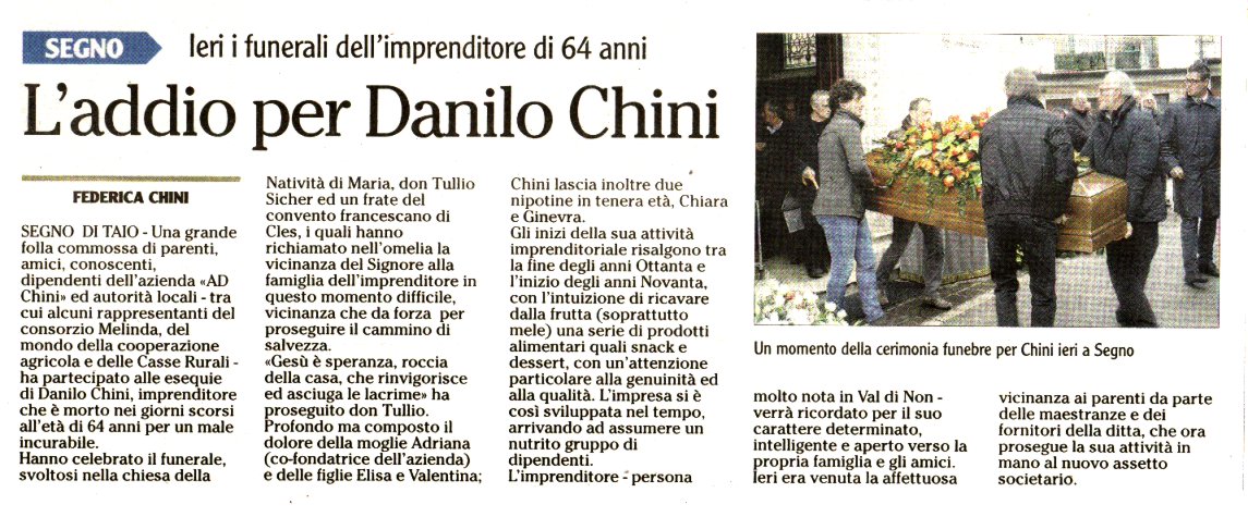 2014-12-05 00:00:00 - L'addio per Danilo Chini - Chini Federica - Adige